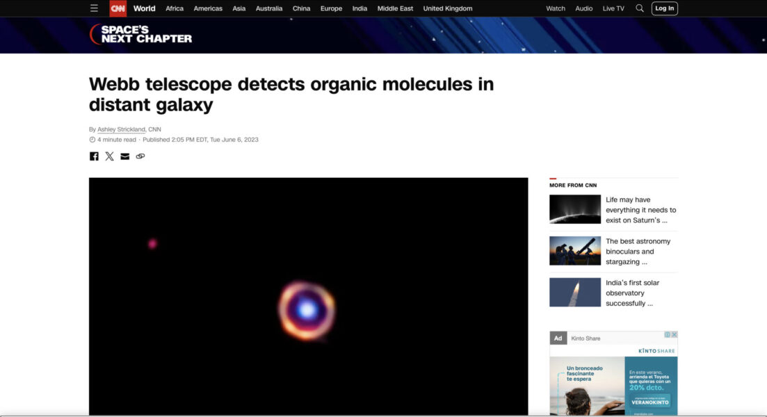 Webb telescope detects organic molecules in distant galaxy